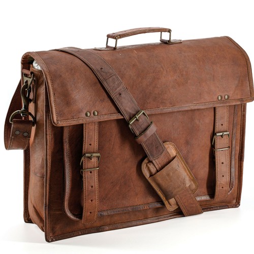 Leather briefcase handmade - leather,